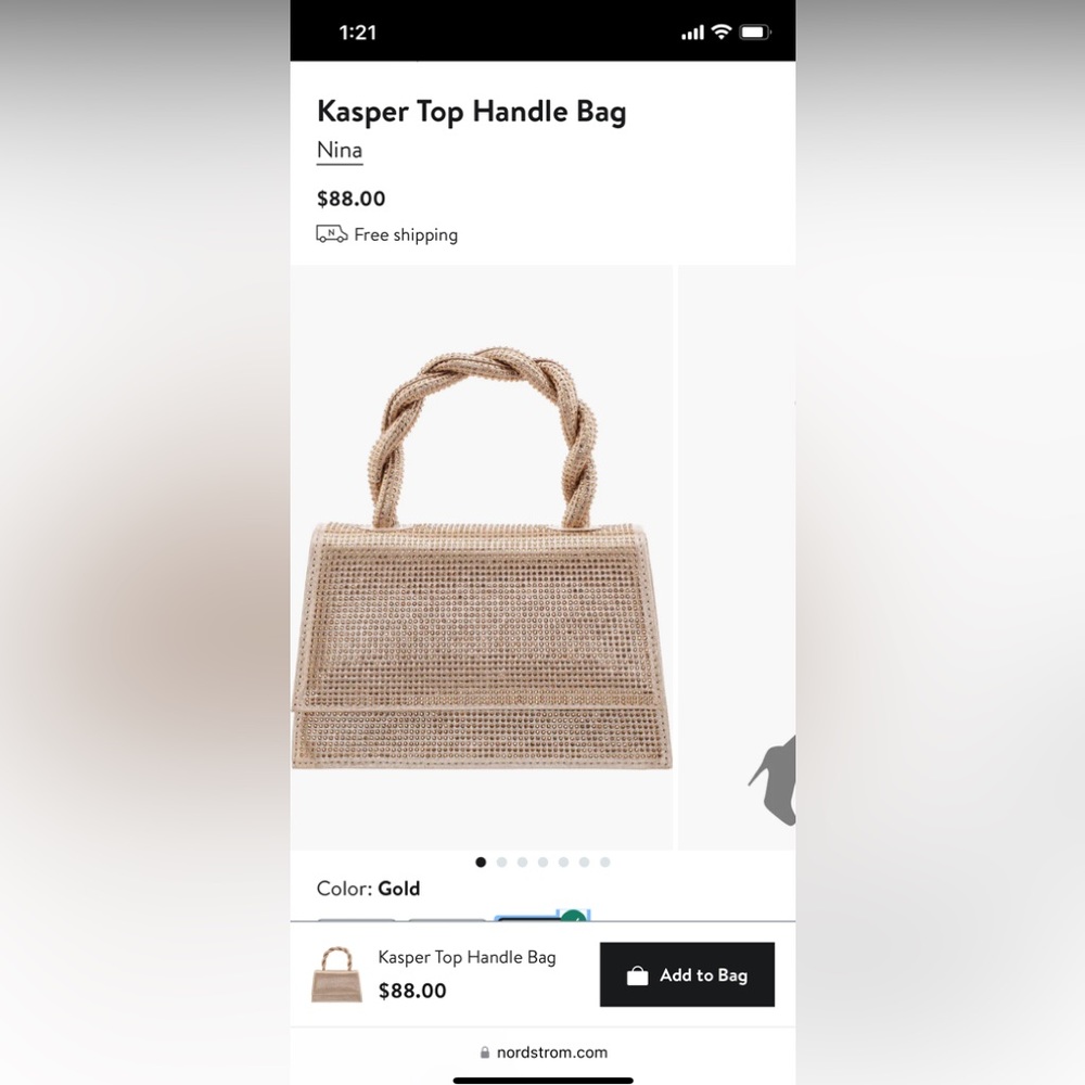 NIB Nina Gold Kasper top handle bag